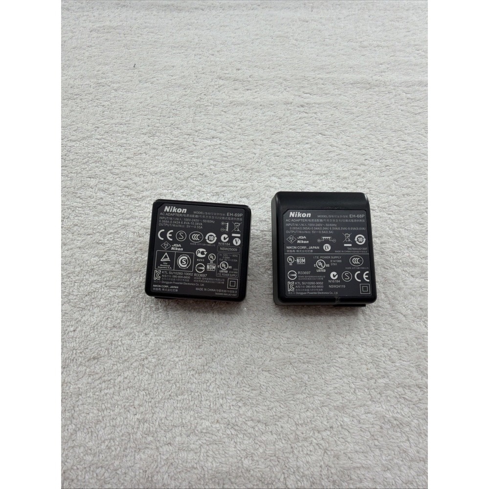 2 Original Nikon EH-68P and EH- 69P AC Adapter Charger COOLPIX S3000 S4000